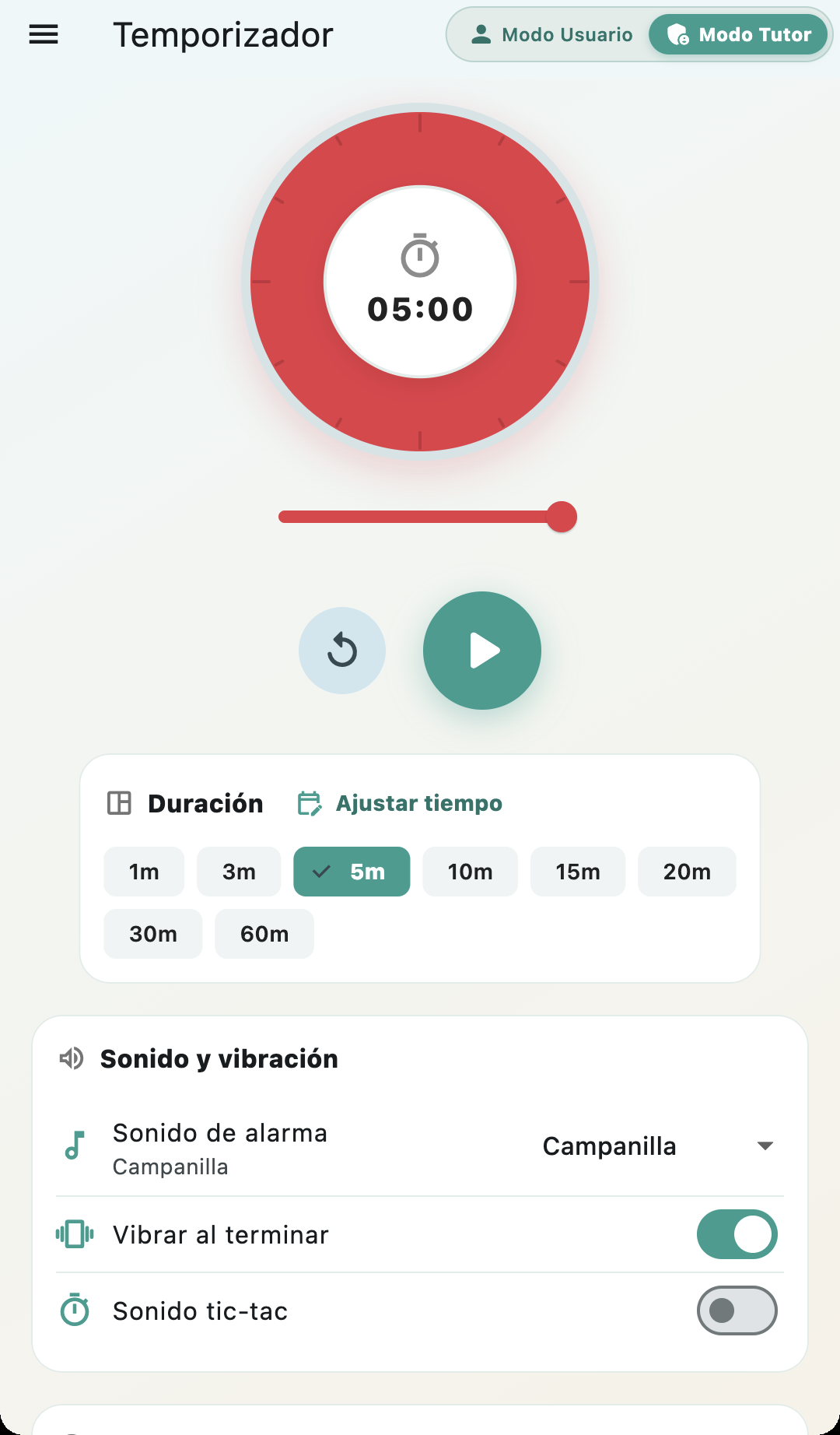 Temporizador visual analógico